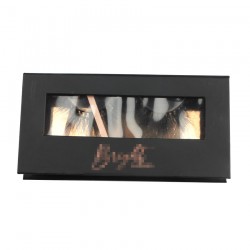 Custom beauty black&rose gold without gliiter window magnetic eyelash packaging with hot stamping your logo CMB050